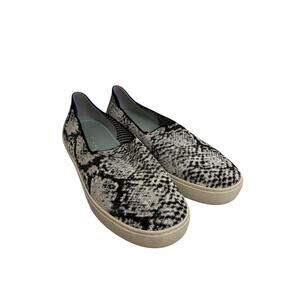 Rothy’s Sneaker Womens 7.5 The Original Slip On Phyton Black White Knit Comfort